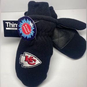 Kids Size 4-7 Kansas City Chiefs NFL Thinsulate Fleece Mittens Black